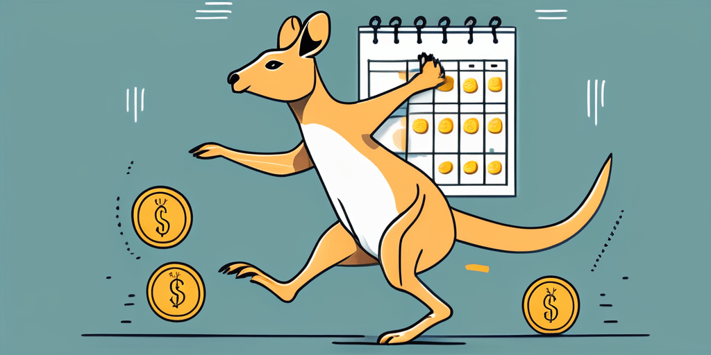 A kangaroo with a pouch full of coins
